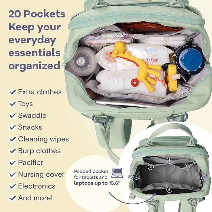 RUVALINO Diaper Bag Backpack-Multifunction Baby Travel Bag - Image 4