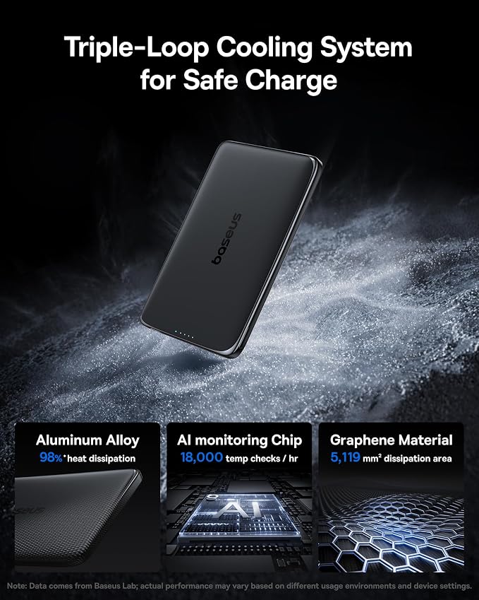 Baseus Picogo Power Bank, 0.3" Ultra Slim 5000mAh MagSafe Battery Pack - Image 3