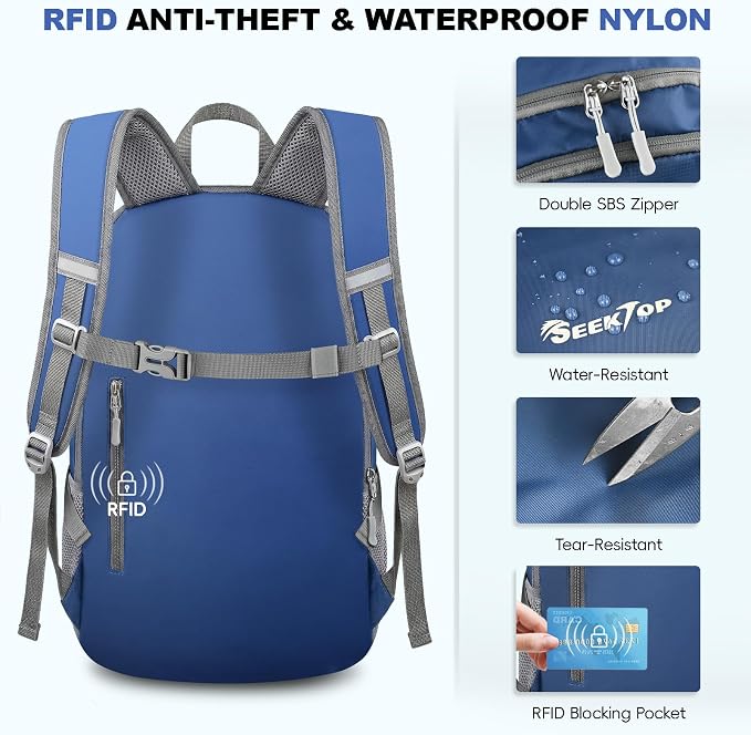 Seektop Lightweight Packable Hiking Backpack Waterproof Expandable 20L-28L - Image 6