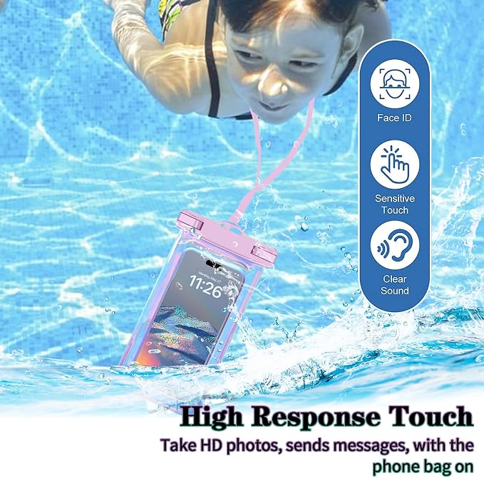Up to 8.3" 4 Pack Iridescence Universal Waterproof Phone Pouch, Large Phone - Image 6
