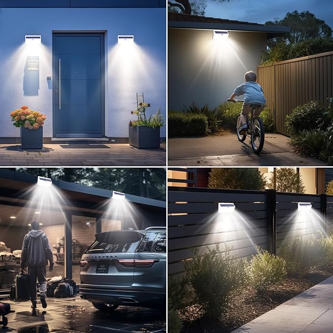 4 Pack 368 LED Solar Lights Outdoor Motion Sensor, Solar Fence Light - Image 5