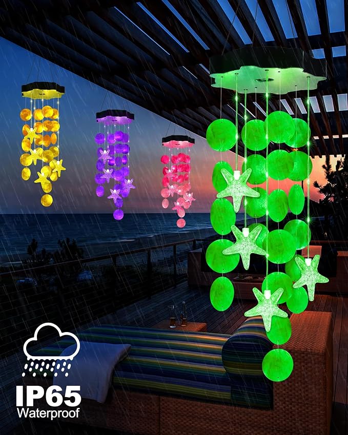 Toodour Solar Wind Chimes for Outside, Shells Light Gifts for Mom Grandma Women - Image 4
