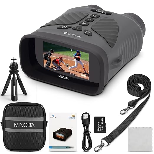 Minolta 10x25 Digital Night Vision Monocular w/Built-in 4K HD Video Camera by Minolta