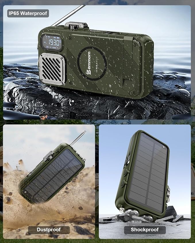 Emergency Radio&22000mAh Solar Power Bank, FM NOAA Weather Radio, Portable Hand - Image 7