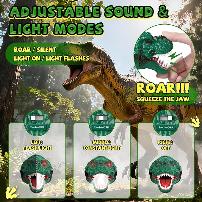 Nitigo Dinosaur Headlamp for Kids Flashlight Rechargeable Led Dino Head Lamp - Image 4