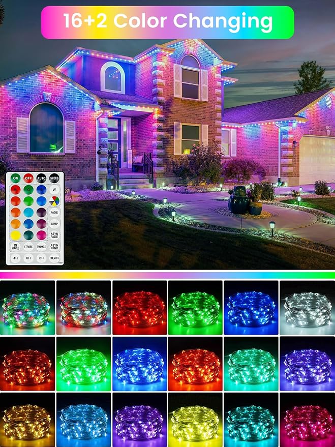 RGB Color Changing 33Ft 100LED 4th of July Fairy Lights Battery Operated - Image 2