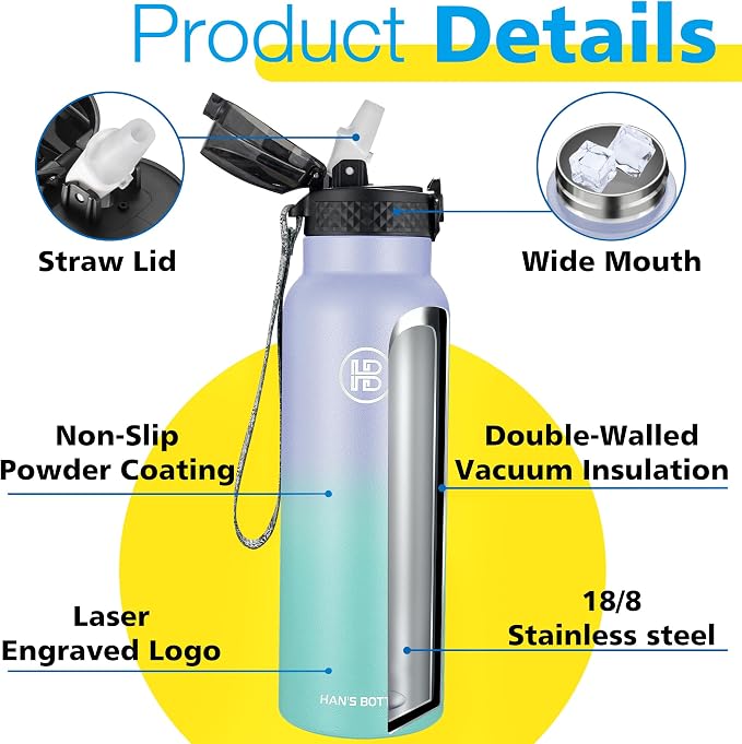 Han's Bottle Sports Water Bottle - 24 Oz - Image 5