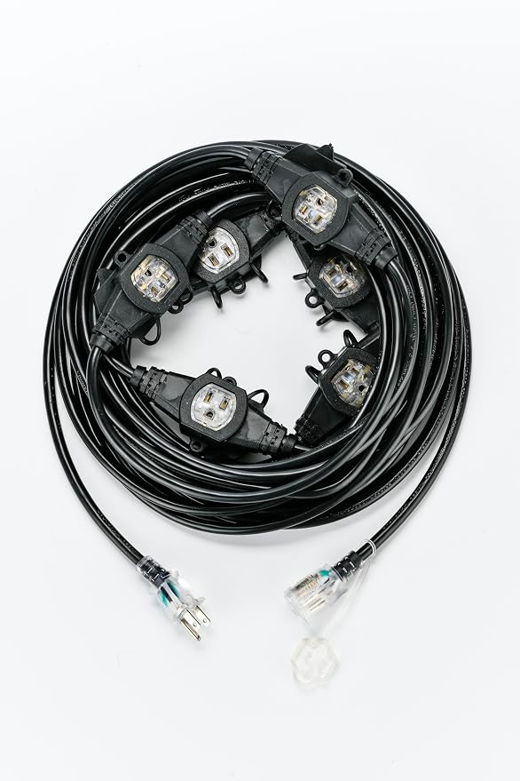 50FT 14 Gauge Heavy Duty Multi-Outlet Outdoor Extension Cord, 7 Evenly Spaced - Image 8
