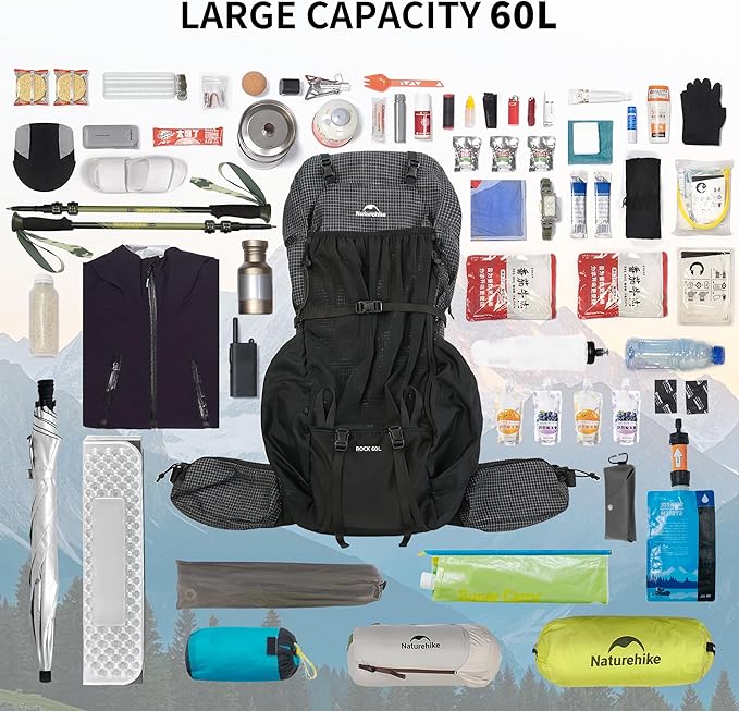 Naturehike 60L Rock 2.0 Upgraded Internal Frame Hiking Backpack - Image 4