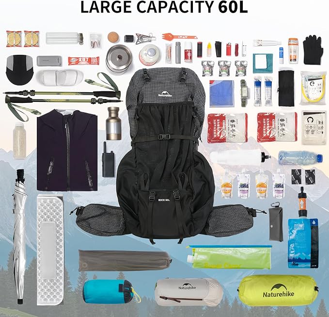 Naturehike 60L Rock 2.0 Upgraded Internal Frame Hiking Backpack - Image 4