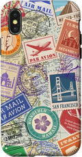World Map Travel Passport Stamps Postage Stamp Case by Unknown