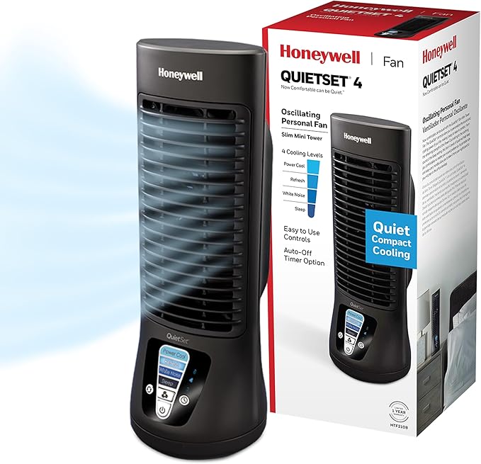 Honeywell QuietSet Personal Table Fan, Oscillating Personal Desk Fan by HoneywellPluggedIn