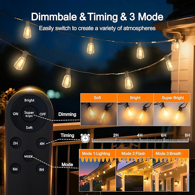 BLIATLUS 25FT Solar String Lights Outdoor Waterproof - Image 4