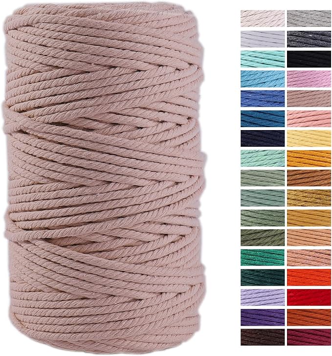 Pinkish Grey Macrame Cord 4mm x 109Yards, Colored Cotton Rope Craft Cord by AestheticDesignforYou