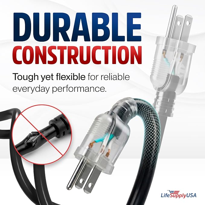 3ft Outdoor/Indoor Extension Cord 12/3 Gauge Extra Heavy Duty 3 Prong SJTW - Image 3