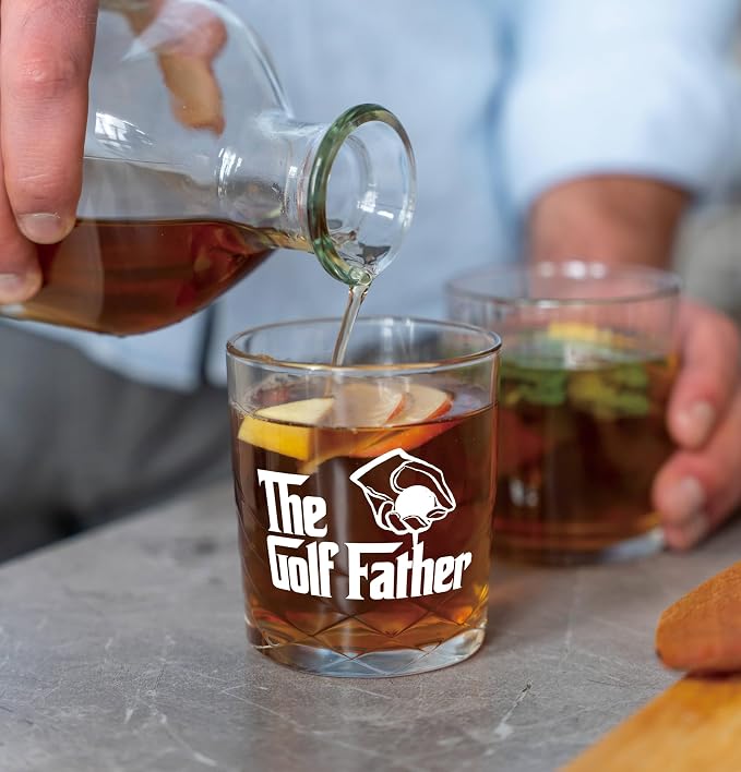 Nogrit Father's Day Golf Gifts Whiskey Glasses 10 oz, Dad Grandpa Papa Golf - Image 4