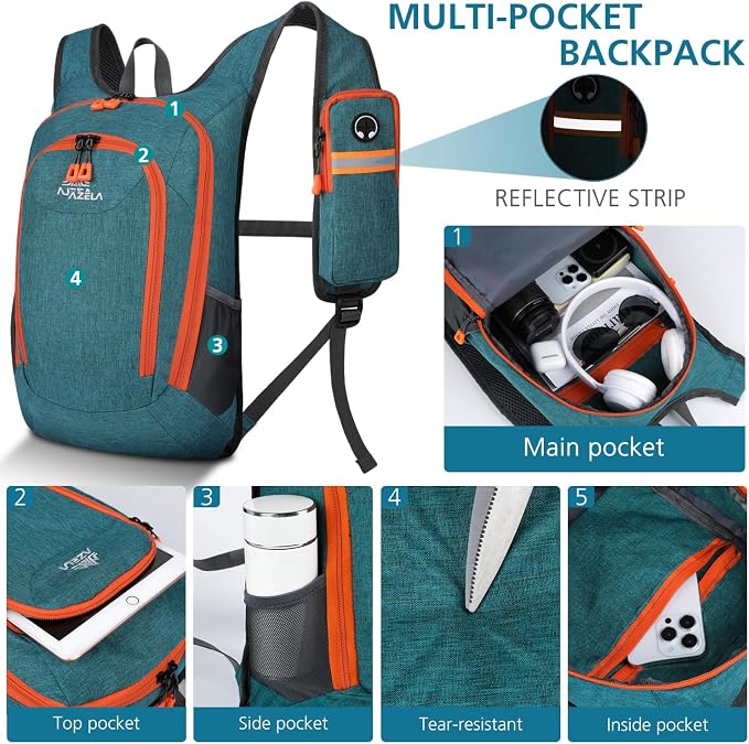 Esup 15L Small Hiking Backpack Foldable Lightweight Travel Day Pack Packable - Image 3