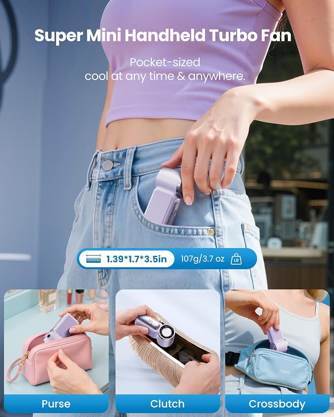 Gaiatop Portable Handheld Mini Fan, 6 Speeds 16900 RPM High Velocity Personal - Image 9