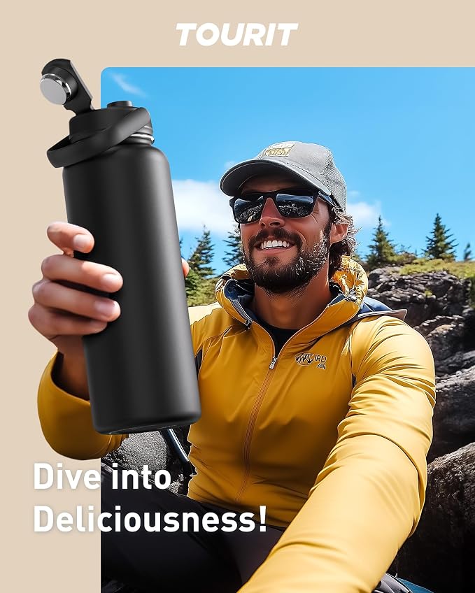 TOURIT 40 oz Insulated Water Bottle, Stainless Steel Sports Water Bottles - Image 7