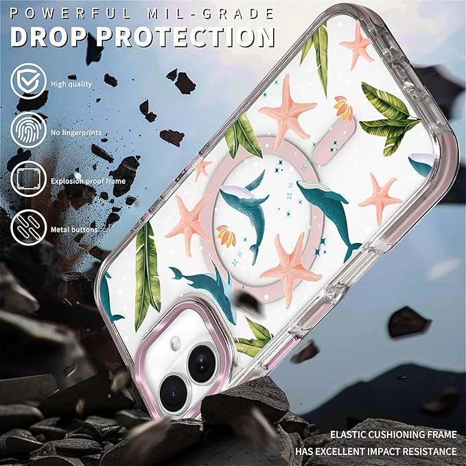 Case for iPhone 16, Sealife Whale Ocean Wildlife Clear Phone Case Design，for - Image 5