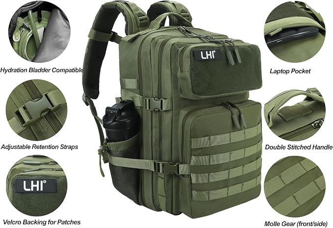 LHI Military Tactical Backpack for Men and Women 45L Army 3 Days Assault Pack - Image 5