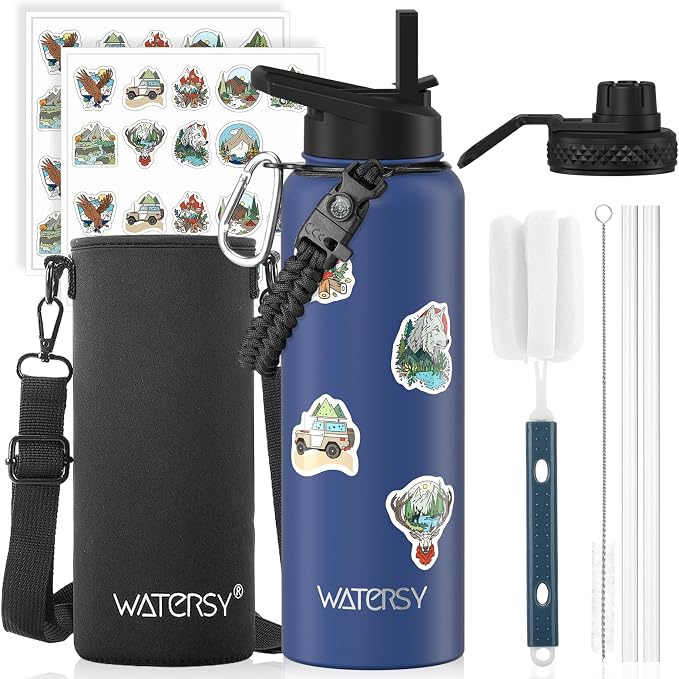 40oz Insulated Water Bottle, BPA Free&Leak Proof, Stainless Steel Water Flask by Watersy