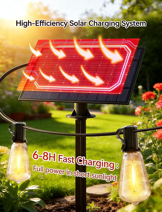 TW SHINE 100 FT Solar String Lights Outdoor, 31+2 LED Waterproof Shatterproof - Image 2