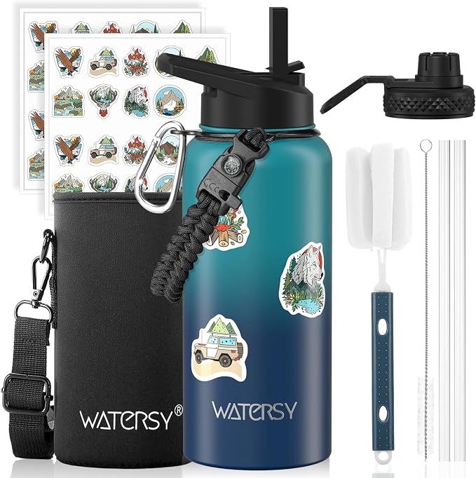 32oz Insulated Water Bottle, BPA Free&Leak Proof, Stainless Steel Water Flask by Watersy
