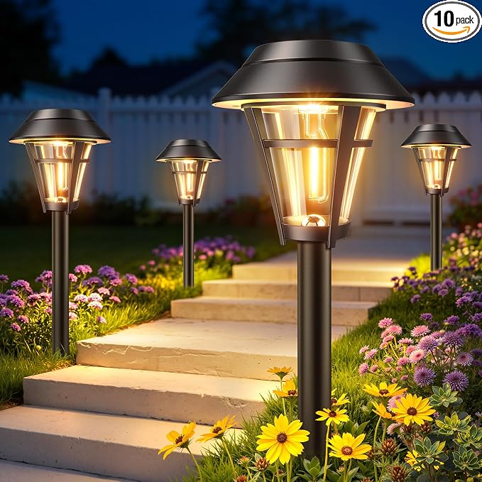 LETMY Solar Pathway Lights Outdoor, 10 Pack Solar Lights Outdoor Waterproof by Letmy