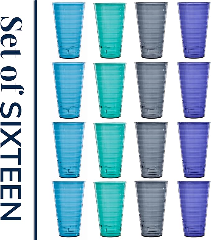 US Acrylic Splash 18 ounce Plastic Stackable Water Tumblers in 4 Coastal Colors - Image 8