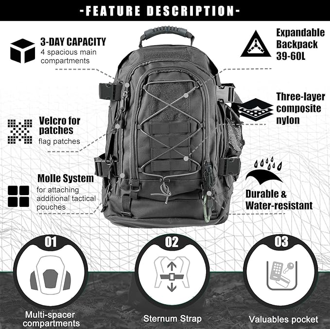 Miramrax Tactical Backpack Military Army Daypack - Image 4