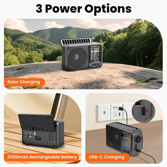 Solar-Powered Portable Radio, AM/FM/SW Radio - Image 3
