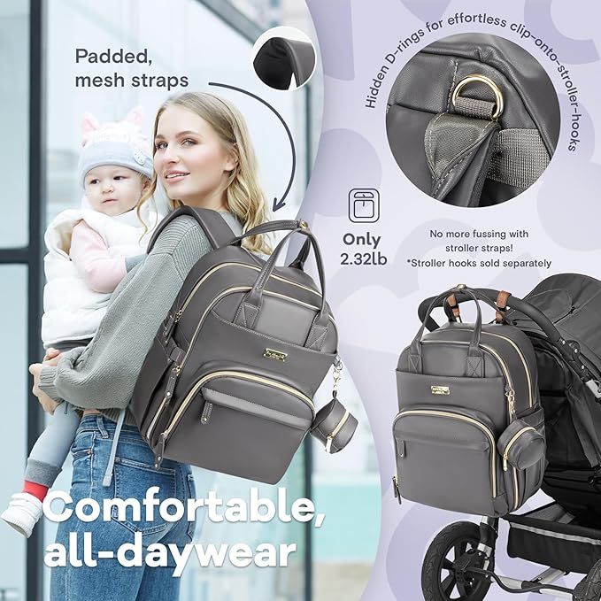 RUVALINO Diaper Bag Backpack, Insulated Bottle Holders & Pacifier Case - Image 6