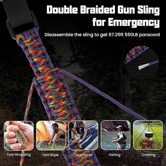 Double Braide 550LB Shotgun Sling 2 Point Paracord Rifle Sling, Non-Slip - Image 3