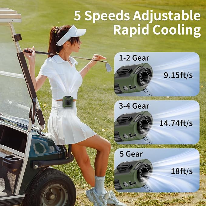 Socool 10000mAh Portable Waist Fan Clip on Wearable Belt Personal Fan - Image 2