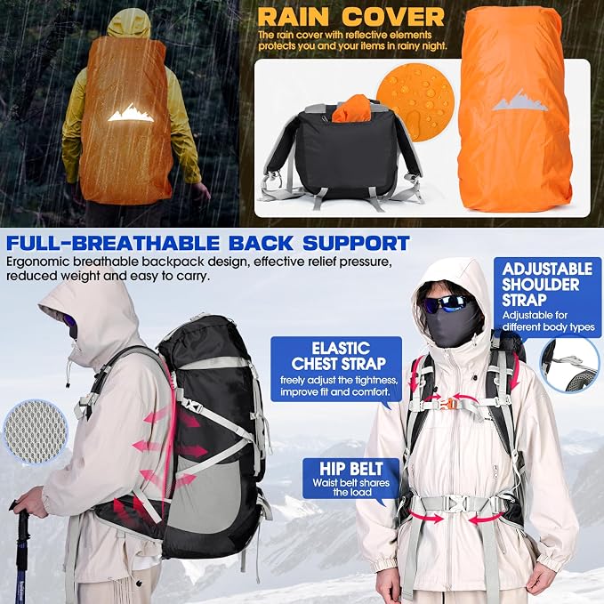IGOLUMON 60L Hiking Backpack Waterproof Camping Backpack - Image 4