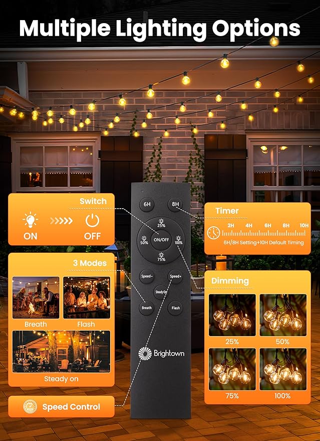Brightown 108FT 52LED Solar String Lights Outdoor - Image 6