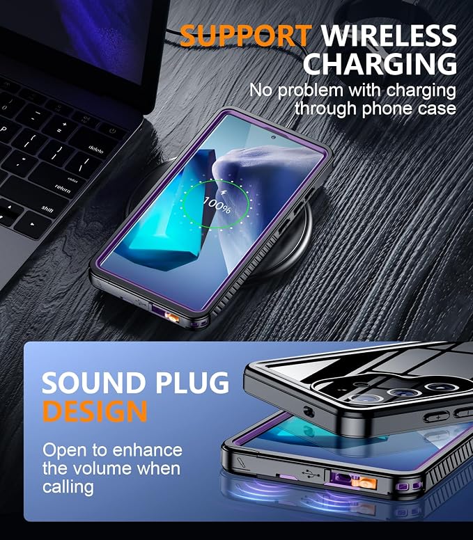 Temdan Designed for Samsung Galaxy S24 Ultra Case, Waterproof Built-in Lens & - Image 6