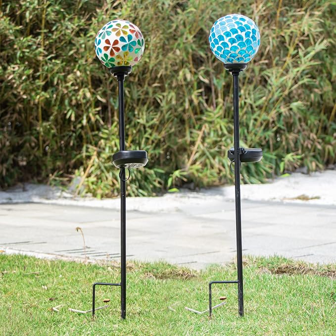 VCUTEKA Solar Garden Lights, Mosaic Solar Light Outdoor Waterproof LED Pathway - Image 6