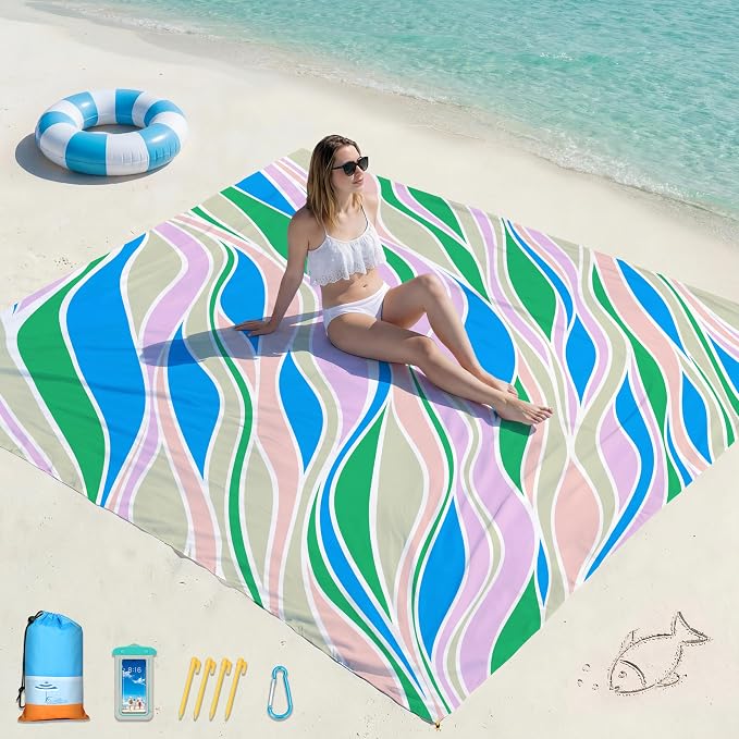 Famstar Beach Blanket Oversized Extra Large 78" X 81", Waterproof Sandproof by Famstar