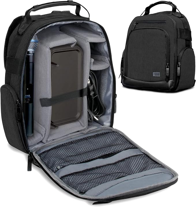 USA Gear Audio Equipment Backpack Fits Audio-Technica System 10, Shure BLX4 by USAGEAR