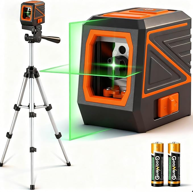Laser Level with Tripod, 100 feet Green Cross Line Self Rotary Leveling Laser by Followustostayupdated
