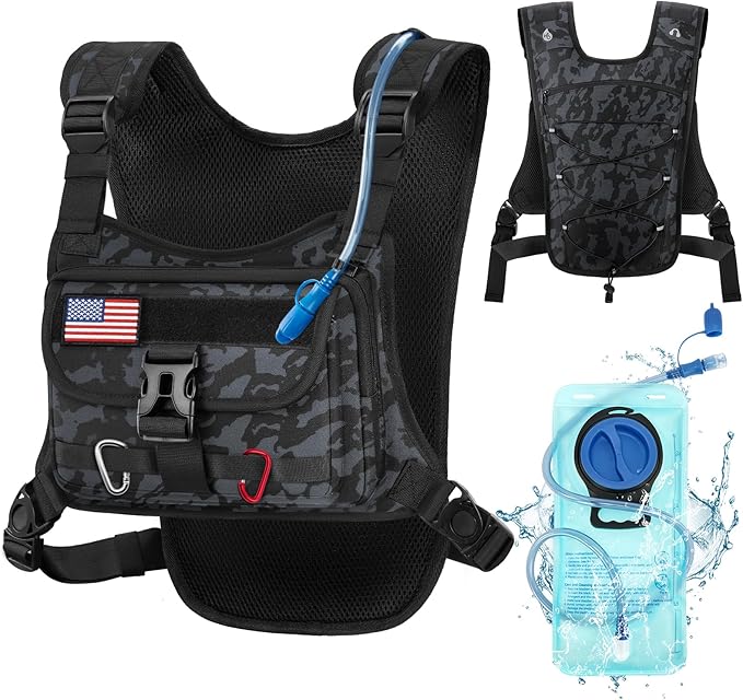RAINSMORE Hydration Vest with 2L Water Bladder Lightweight Reflective Chest Pack by RAINSMORE