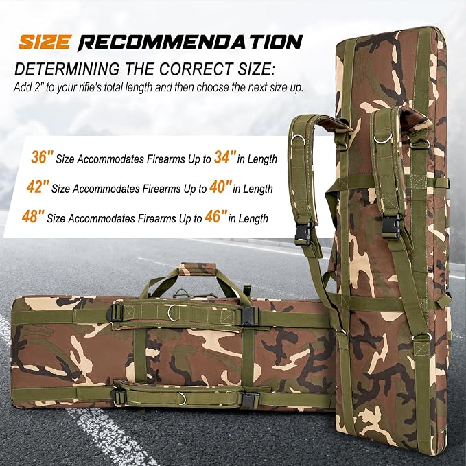 DULCE DOM 36 42 48 Inch Double Rifle Case, Tactical Soft Padded Backpack - Image 6