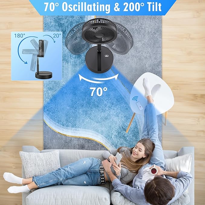 LIPETY Portable Foldable Rechargeable Oscillating Fan - Image 2