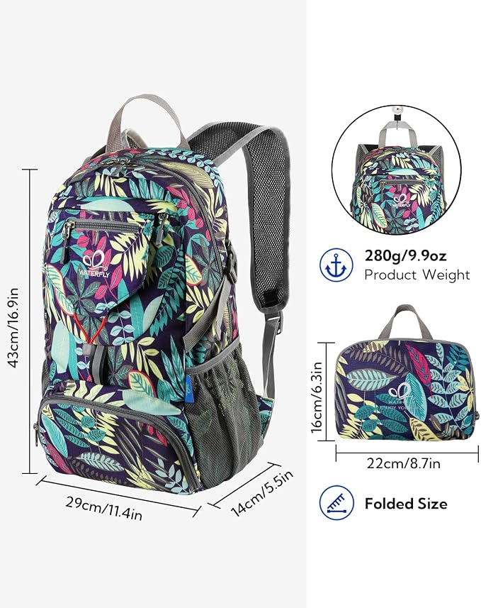 WATERFLY Small Lightweight Packable Backpack: 20l Ultra Light Foldable Travel - Image 2