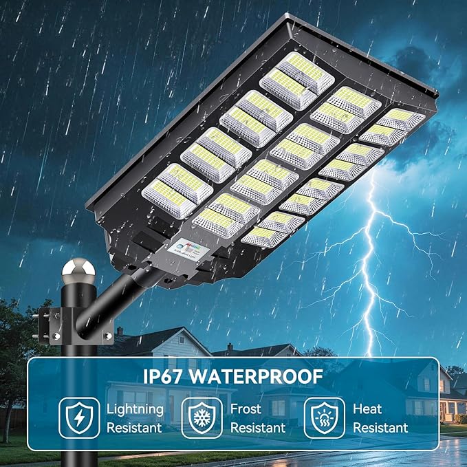 VOOJOY 8000W Solar Street Lights Outdoor Waterproof, Dusk to Dawn Solar Lights - Image 6