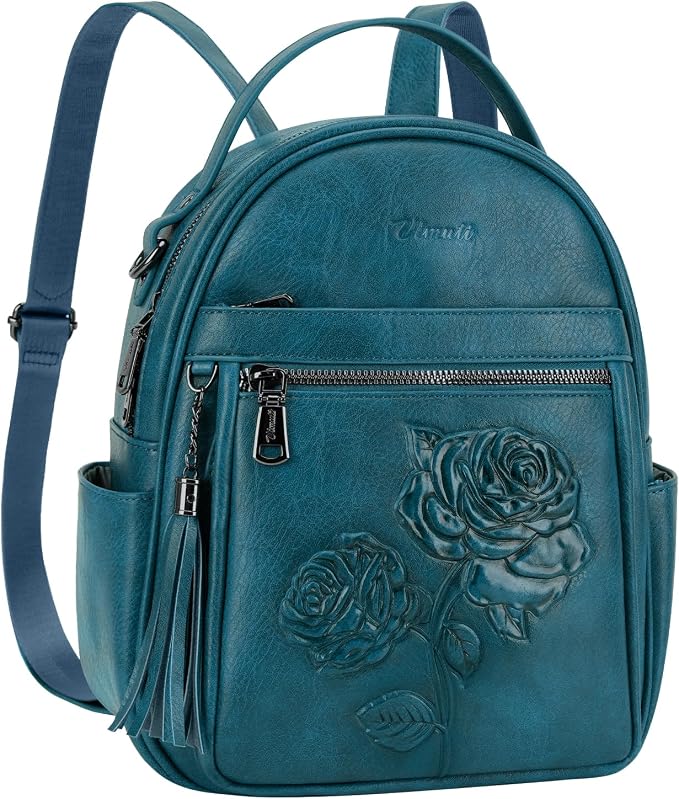 Mini Backpack Purse for Women, Embossed Vegan Leather Small Backpack Fashion by BestSeller