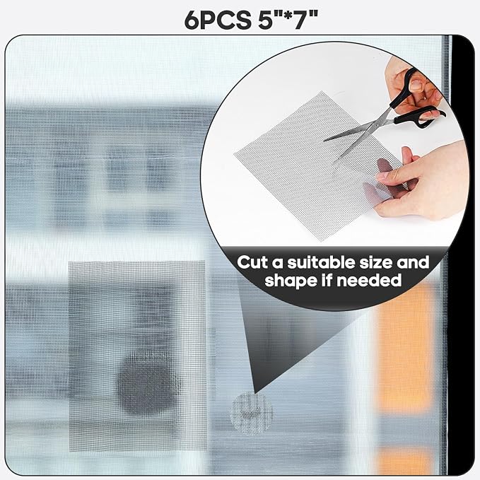 Secopad 5" x 7" Grey/Black Screen Repair Kit, Strong Adhesive Fiberglass Mesh - Image 6