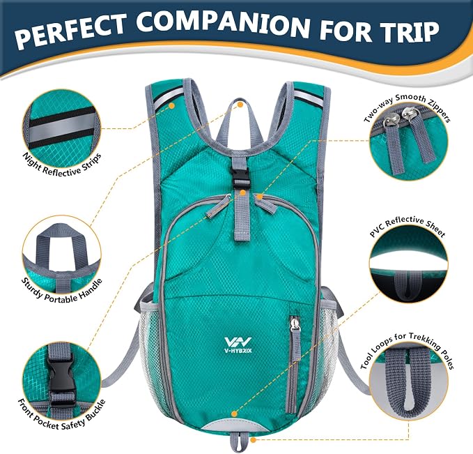 15L Foldable Hiking Backpack, Lightweight Packable Waterproof Machine Washable - Image 6